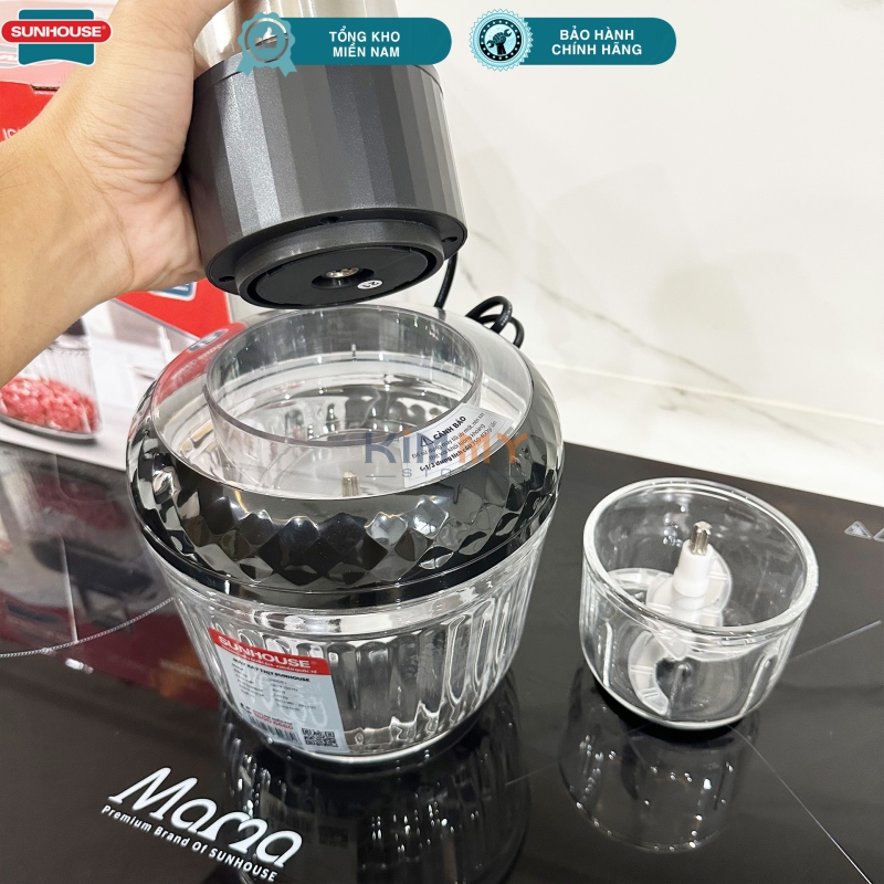 Máy xay thịt cá 2 cối thủy tinh Sunhouse SHD5412